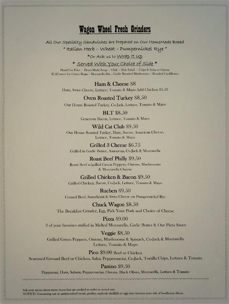 Menu at Wagon Wheel Express llc pub & bar, Croswell