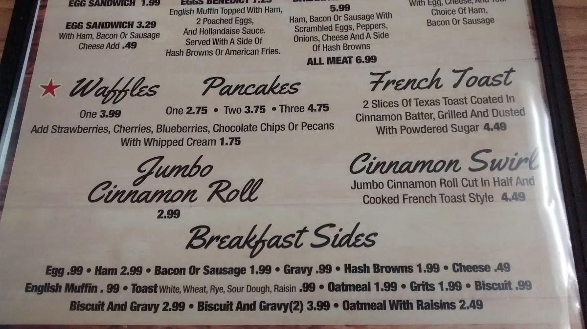 Menu at Bobbie Sue's Restaurant, Mountain Home, Hwy 62 E
