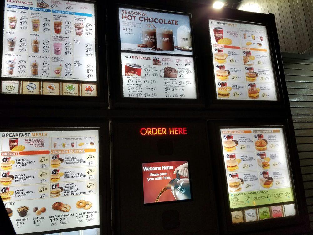 Menu at Tim Hortons restaurant, Buffalo, Maple Rd