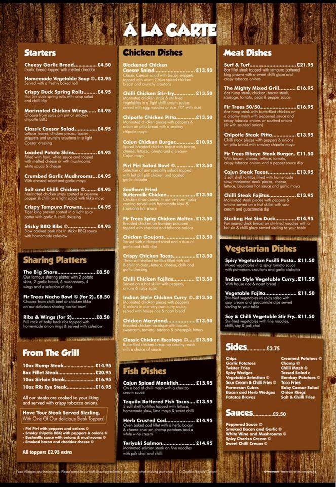 Menu at Fir Trees Hotel pub & bar, Strabane