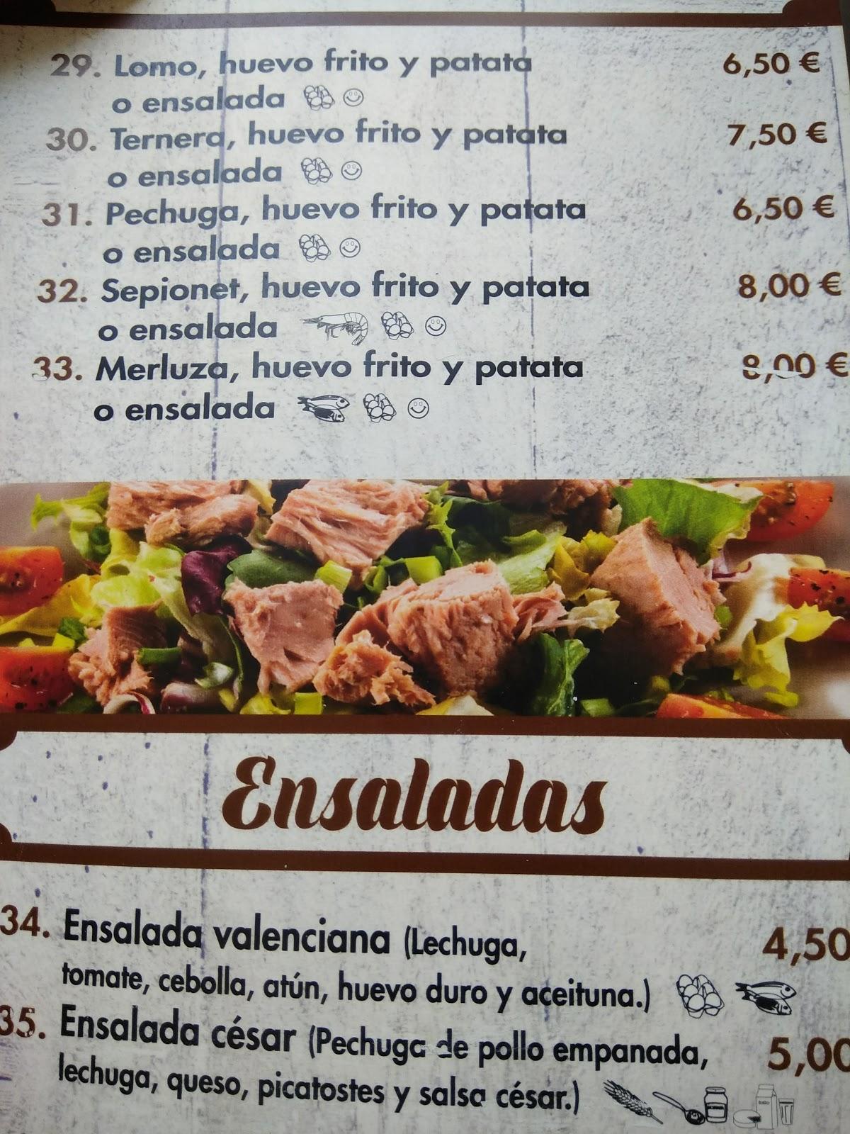 Menu at BAR MANEL, Llíria