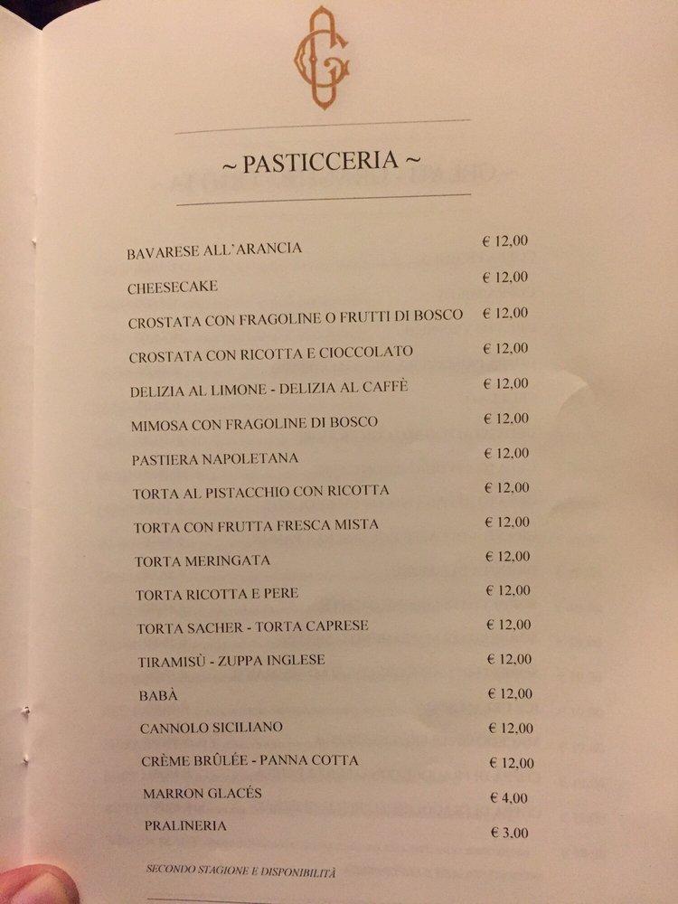 Menu Da Antico Caff Greco Caff Bar Roma Via Dei Condotti