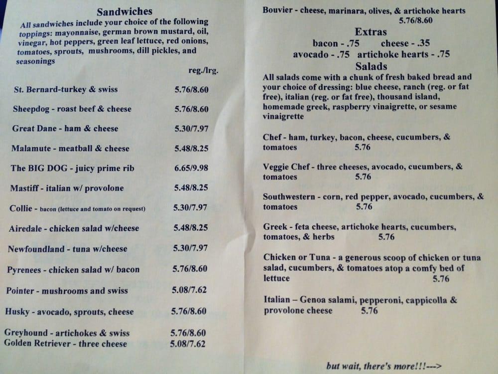 Menu at Big Dog Deli restaurant, Broomfield