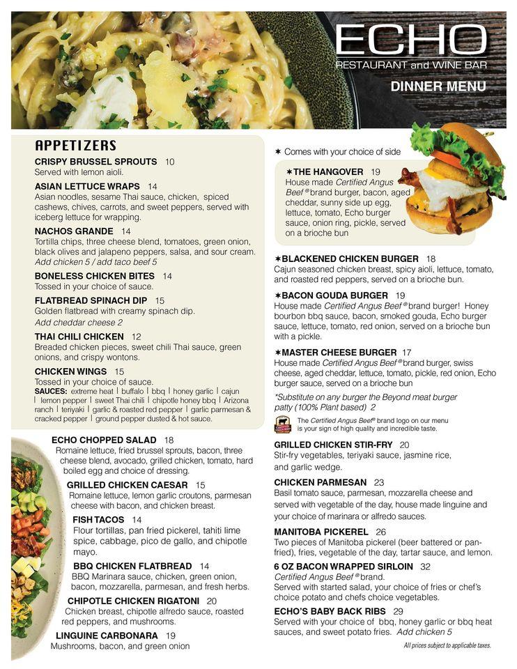 Menu at Echo Restaurant & Wine Bar, Brandon