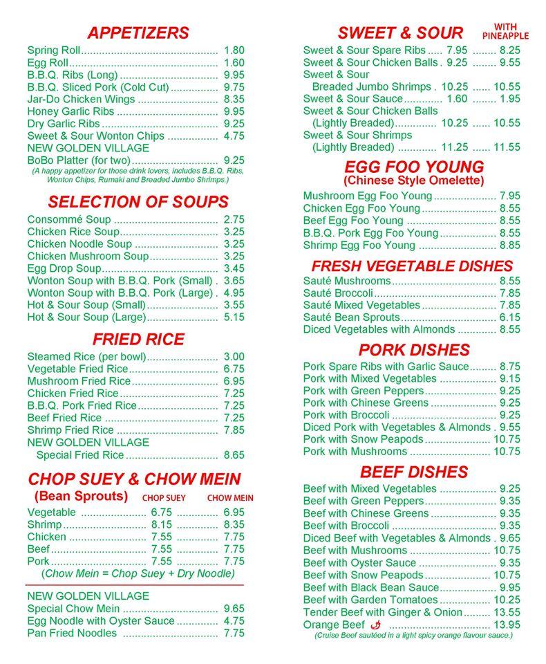 New Golden Village Chinese Take-Out Restaurant - Chinese Takeaway in  Smithville