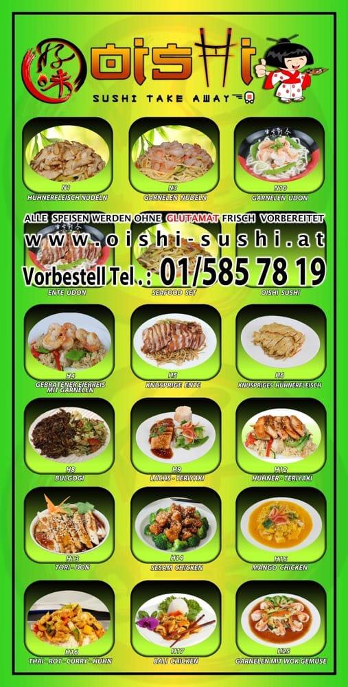 Menu at Oishi Sushi restaurant, Vienna, Gumpendorfer Str. 36