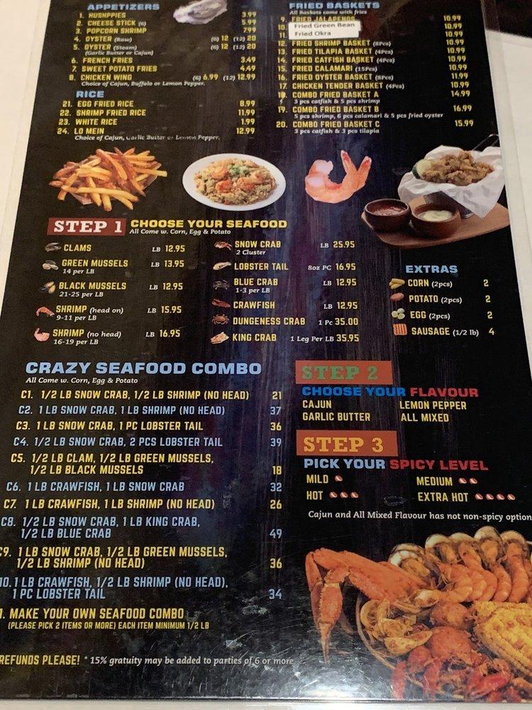Menu at Crazy Crab restaurant, Southfield