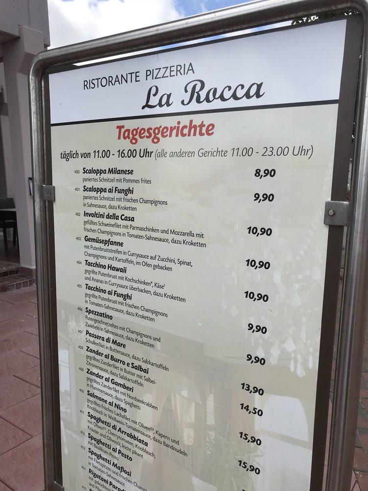 Menu at La Rocca restaurant, Wyk auf Föhr