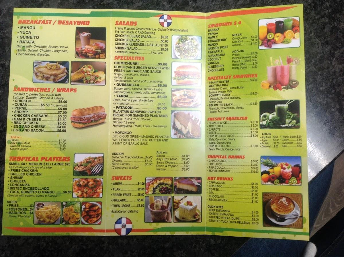 Menu at Rancho Caribeño restaurant, Clifton