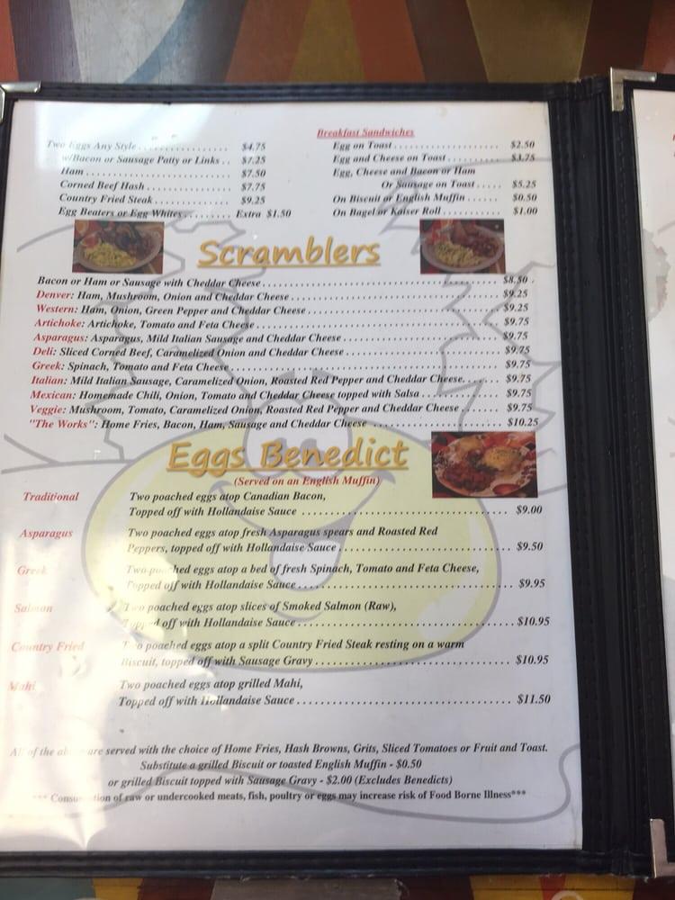 Menu at Scrambled Egg Cafe, Indian Harbour Beach