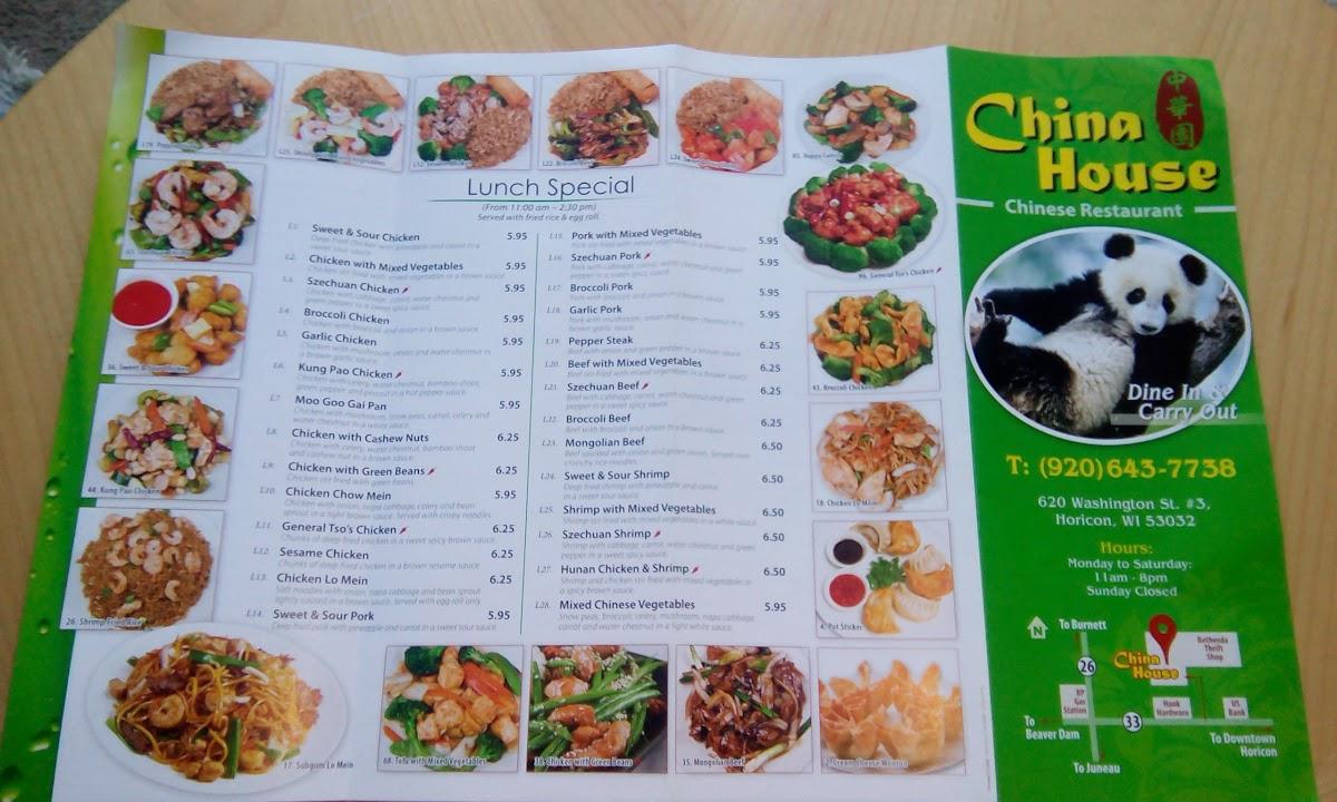 Menu at CHINA HOUSE restaurant, Horicon