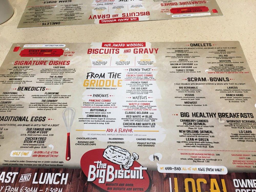 Menu at The Big Biscuit restaurant, Lee's Summit, SE Blue Pkwy