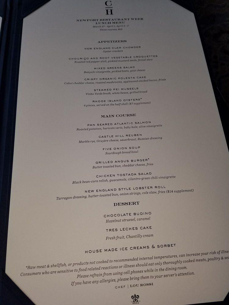 Menu at Aurelia at Castle Hill restaurant, Newport