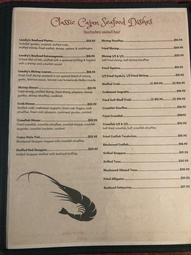Menu at Landry's Seafood & Steakhouse, Jeanerette
