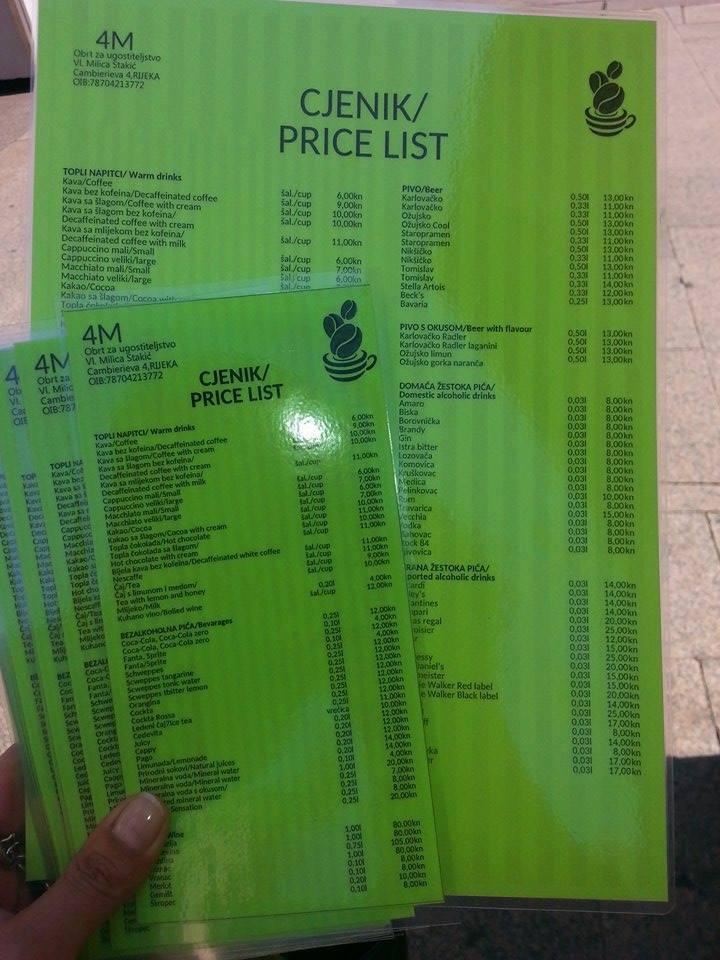 Menu di 4M - Prima bar 