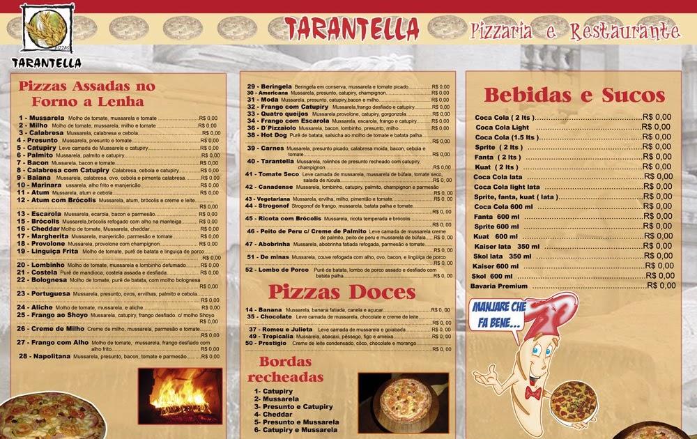 Pizzaria Tarantella Franca - Pizzas Artesanais cardápio