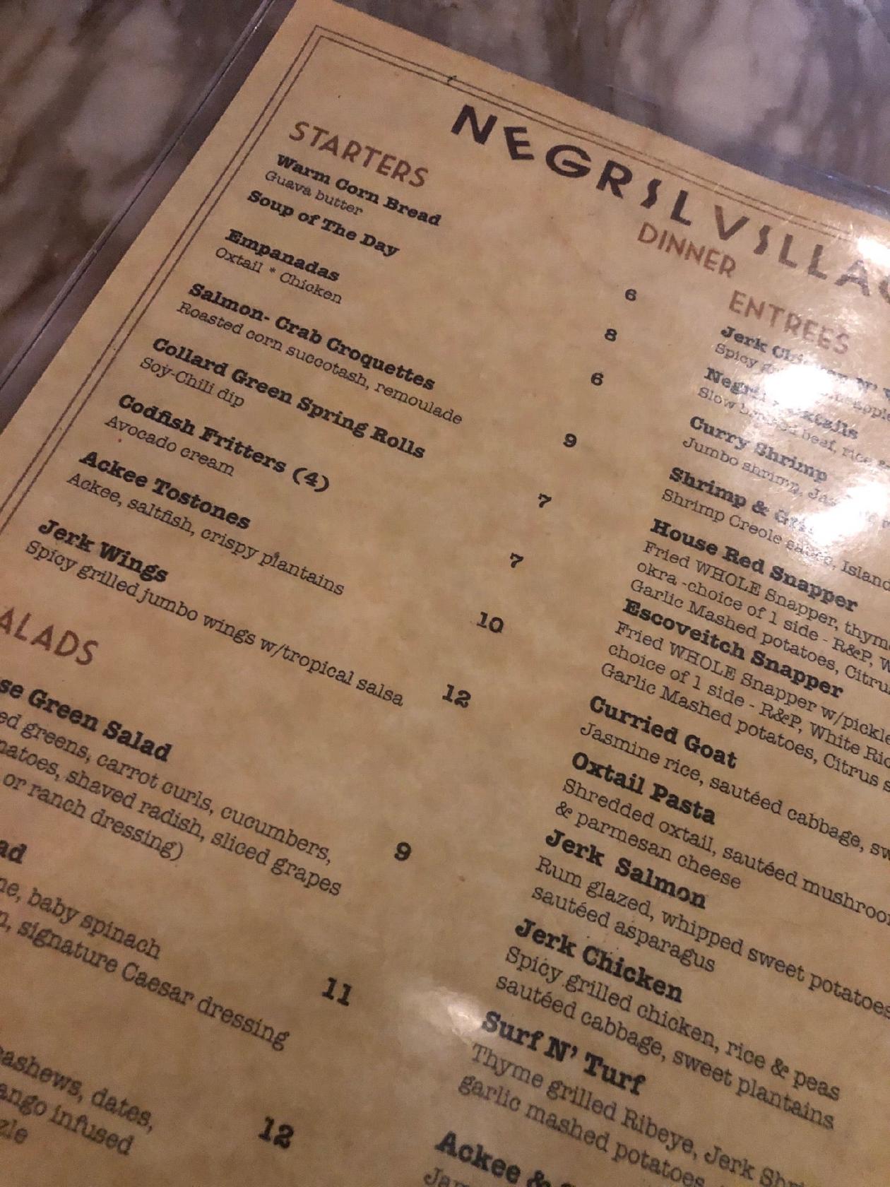 Menu at Negril ATL pub & bar, Atlanta
