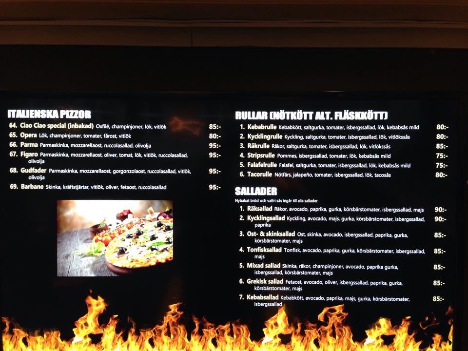 Menu at Pizzeria Italia, Uddevalla