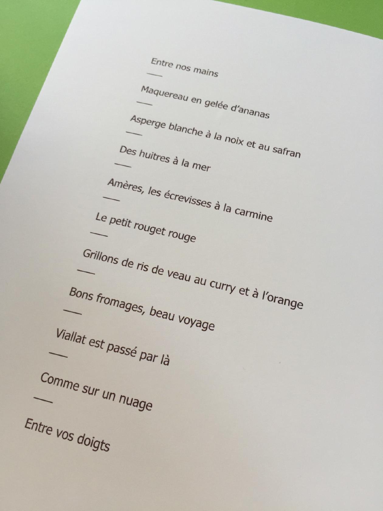 Menu at La Maison Troisgros restaurant, Roanne