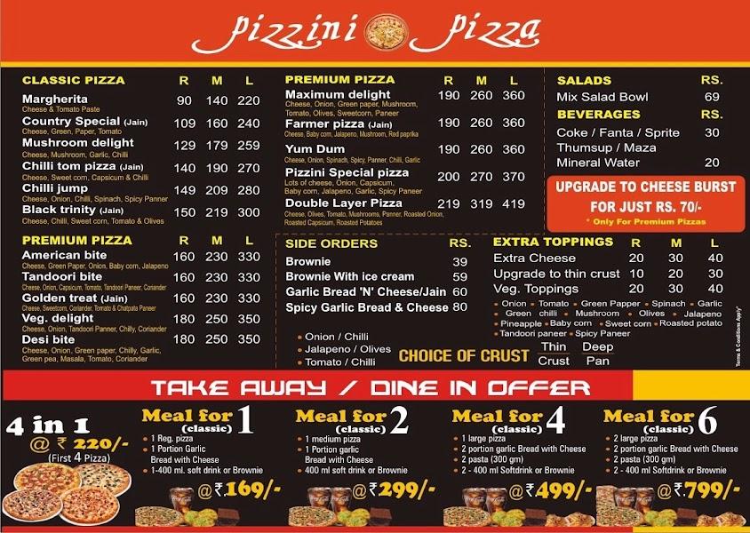 Menu At Pizzini Pizza Vadodara