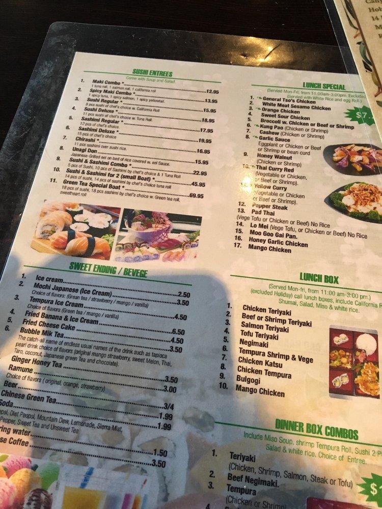 Menu at Green Tea Asian Fusion restaurant,