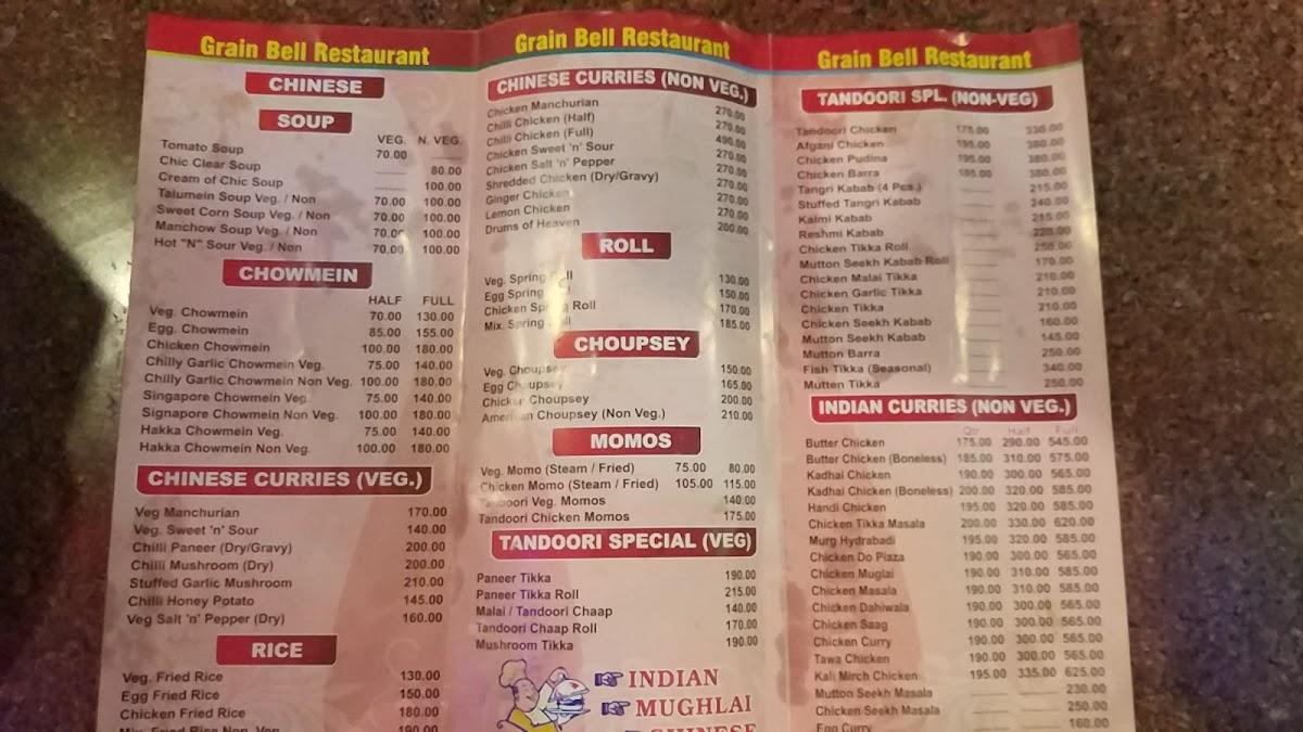 Grain Bell Restaurant menu