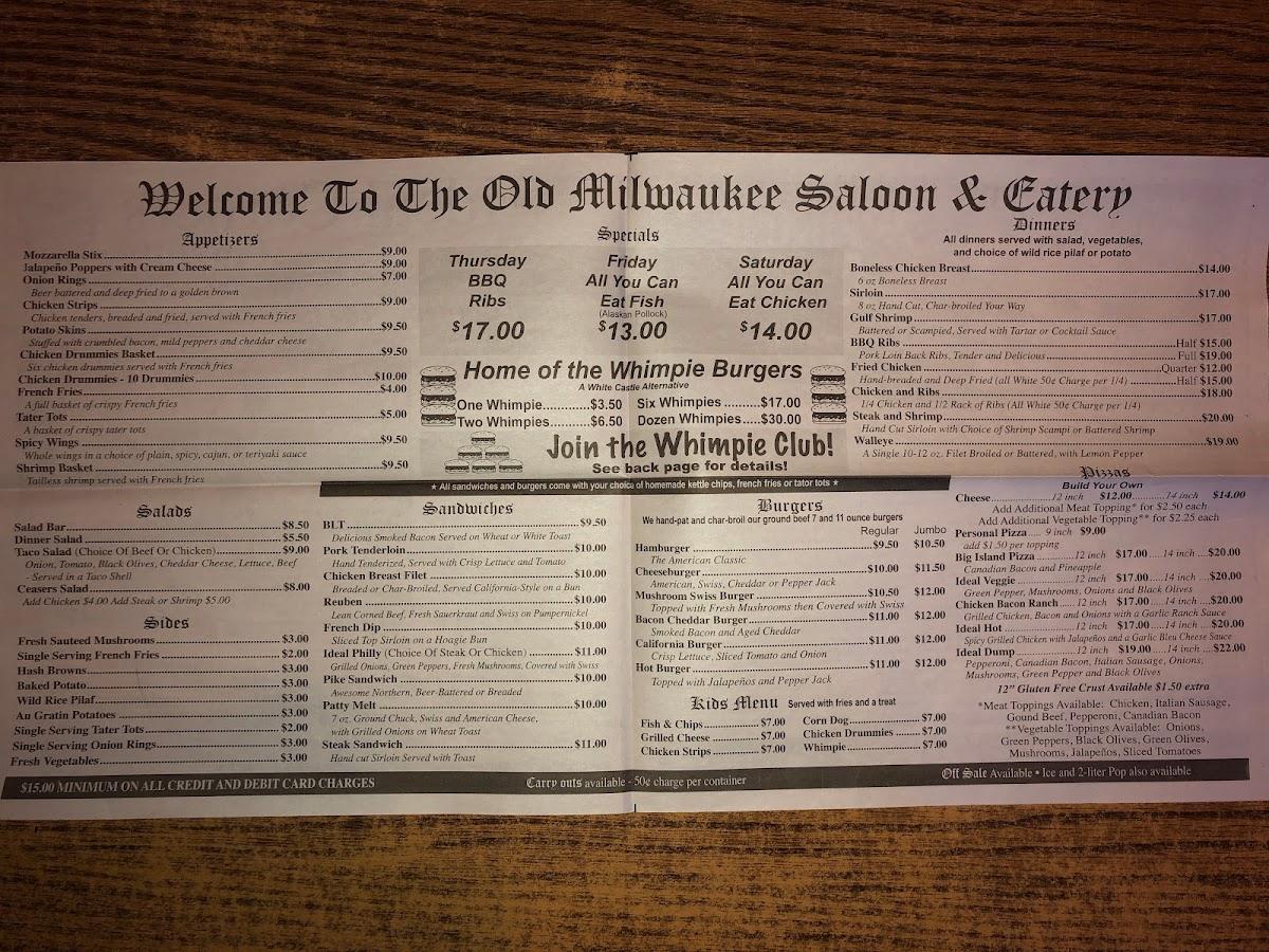 Rffb Menu Old Milwaukee Club Saloon And Eatery 