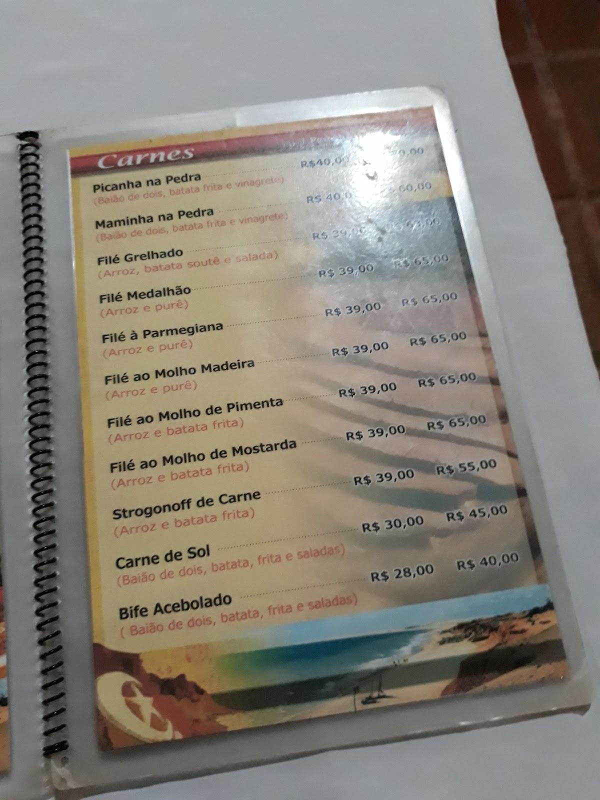 Menu at Scorpions Restaurant, Aracati