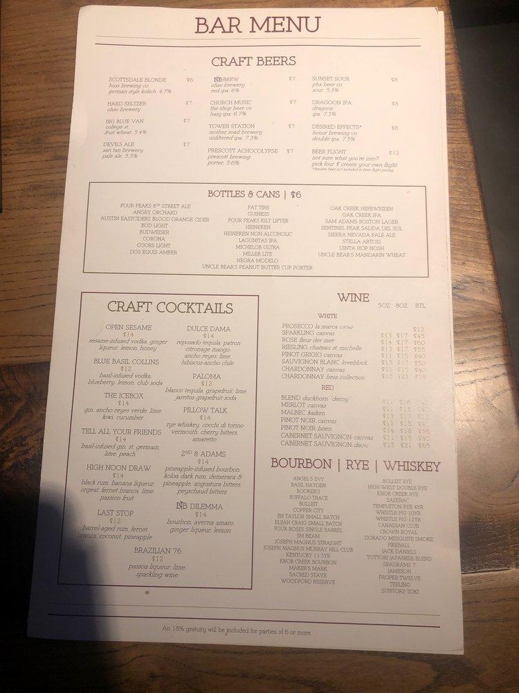 Menu At Barrel & Bushel, Phoenix