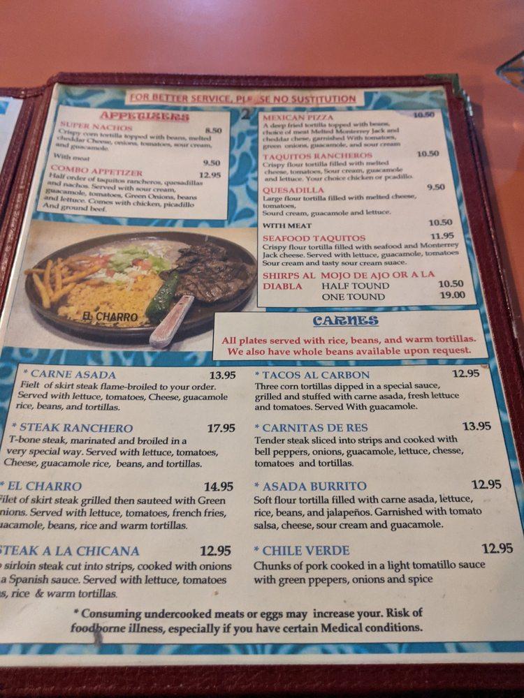 Menu at Bandon Rancho Viejo Mexican Restaurant, Bandon