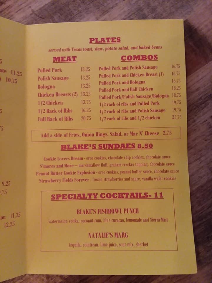 Menu at Sully's on the Lake Restaurant, Houghton Lake