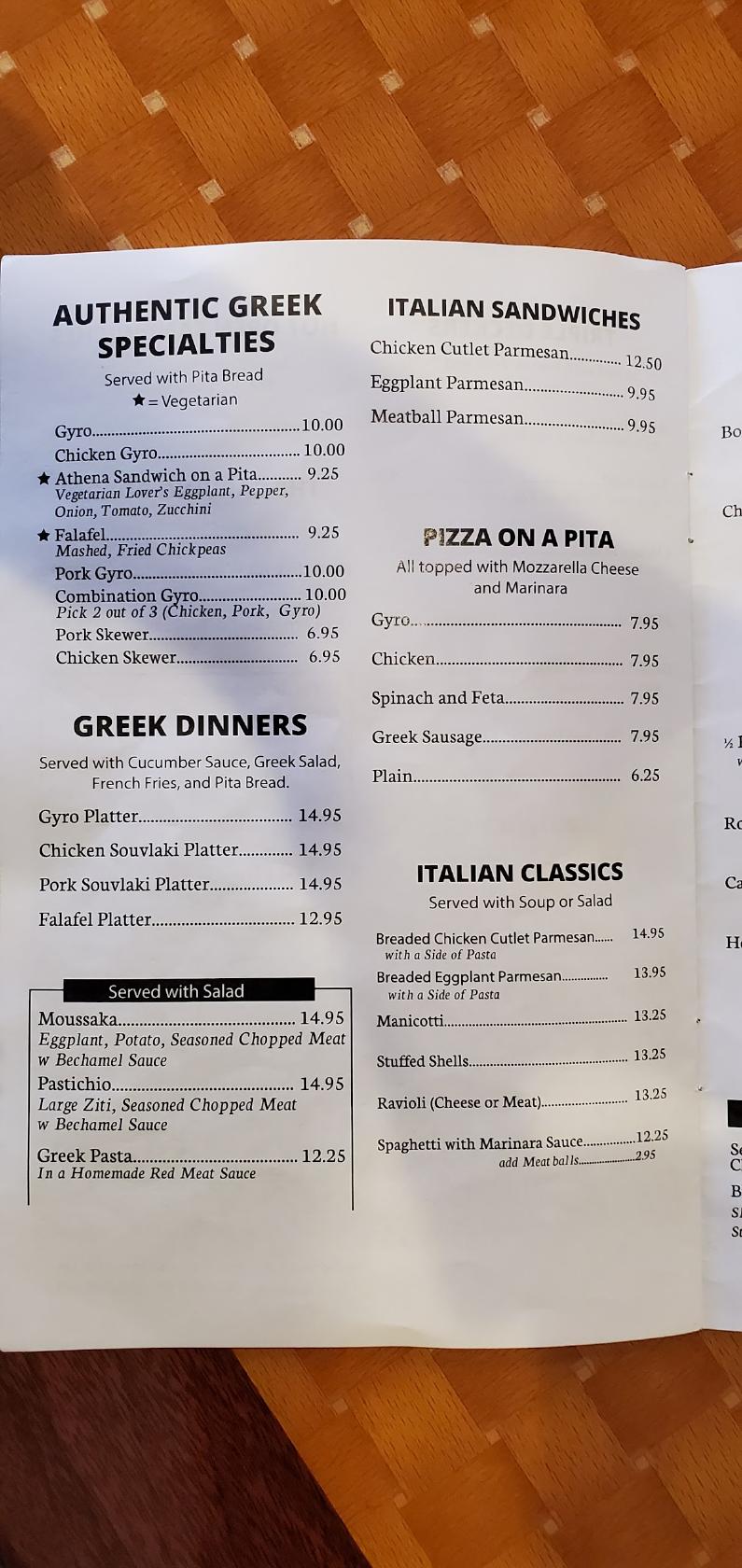 Menu at Greek American Grill restaurant, Dickson City