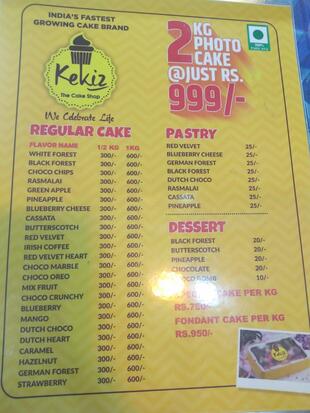 Kekiz Cake Shop Menu, Vikas Nagar-wanowrie, Pune- Updated 2023 - Food Menu  Card - Justdial