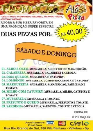 Menu em Alo Pizza pizzaria, Valinhos