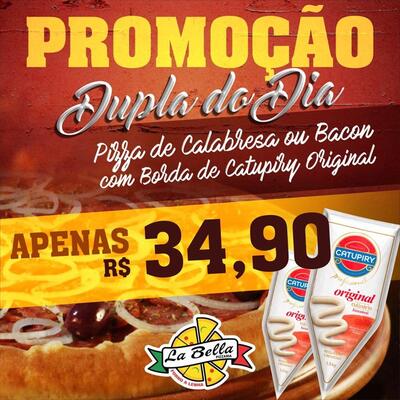 Aqui está a publicidade do Labella Pizzas