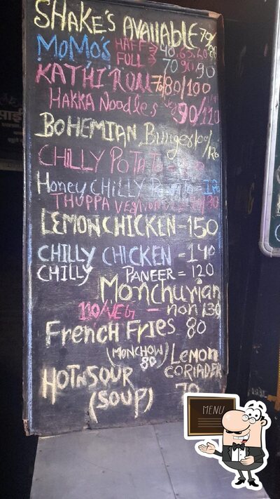 The blackboard menu lists available options