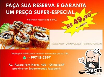 Aqui está a publicidade do Yaya pastéis e sucos Olímpia SP