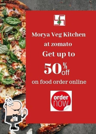 The advertisement shows information about Morya Veg Kitchen
