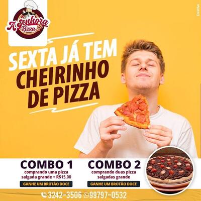 Aqui está a publicidade do A Senhora Pizza Monte Alto
