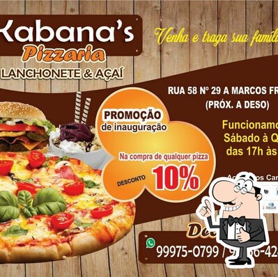 Aqui está a publicidade do Kabanas Pizzaria