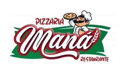 O logotipo do Pizzaria e Restaurante Maná