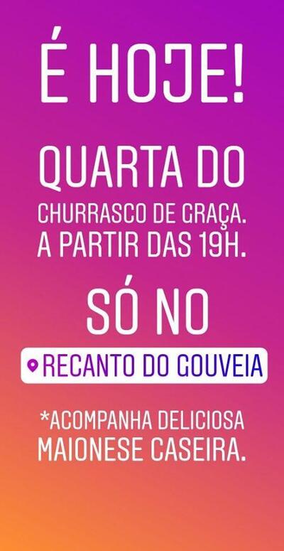 A publicidade apresenta informações sobre o Recanto do Gouveia