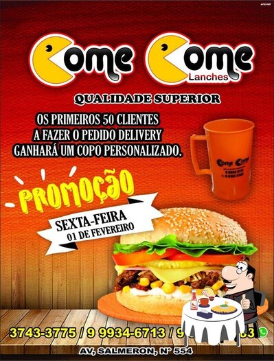 COME COME Lanches serve uma gama de opções para os amantes dos hambúrgueres