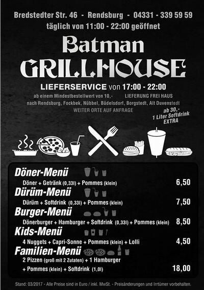 L'annonce publicitaire montre les informations sur Batman Grillhouse