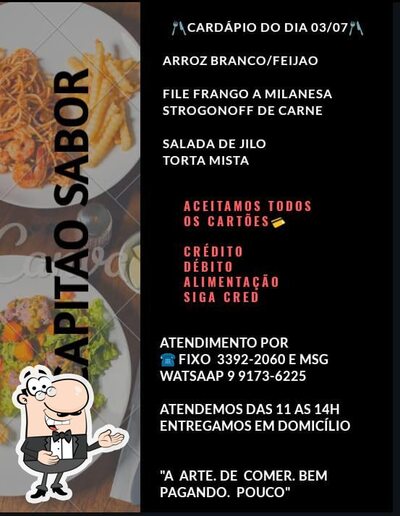 Olhe as informações sobre o Capitão Sabor