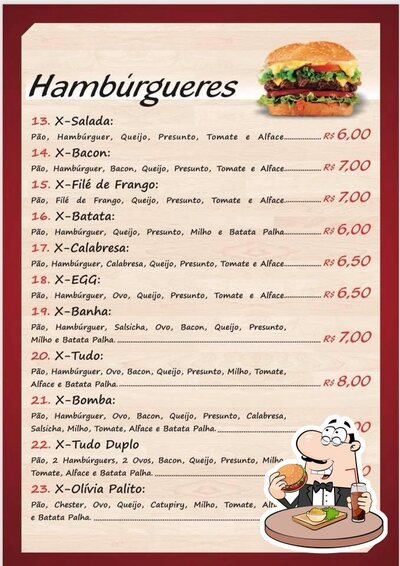 Experimente um dos hambúrgueres disponíveis no Popeye Lanches