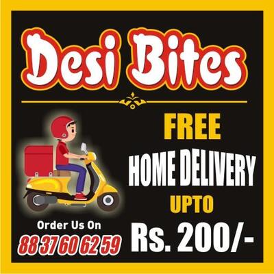 The advertisement displays information about Desi Bites