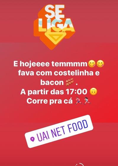 A publicidade mostra informações sobre o Restaurante e Lanchonete UAI NET FOOD