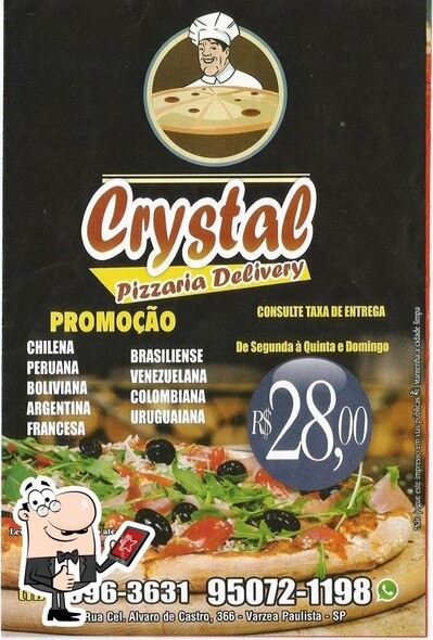 Aqui está a publicidade do Pizzaria Crystal Delivery