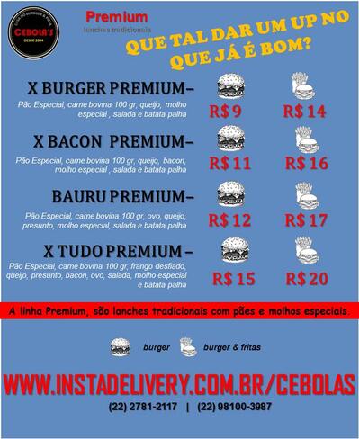 Aqui está a publicidade do Cebola's Burg